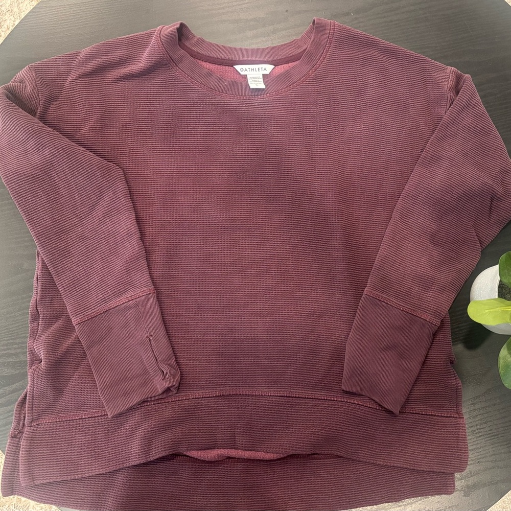 Athleta women large Coaster Luxe Waffle Thermal Sweatshirt